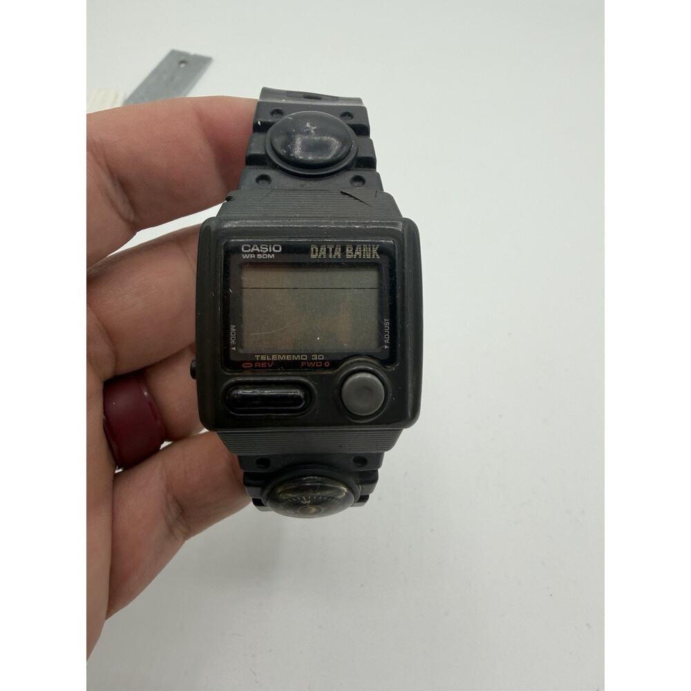 CASIO DATA BANK DB-33W TELEMEMO 30 ALARM CHRONOGRAPH 871 VINTAGE MEN’S WATCH